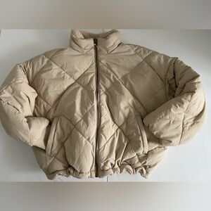 Women’s American Eagle Reversible Cropped Teddy Bear Coat Tan Medium